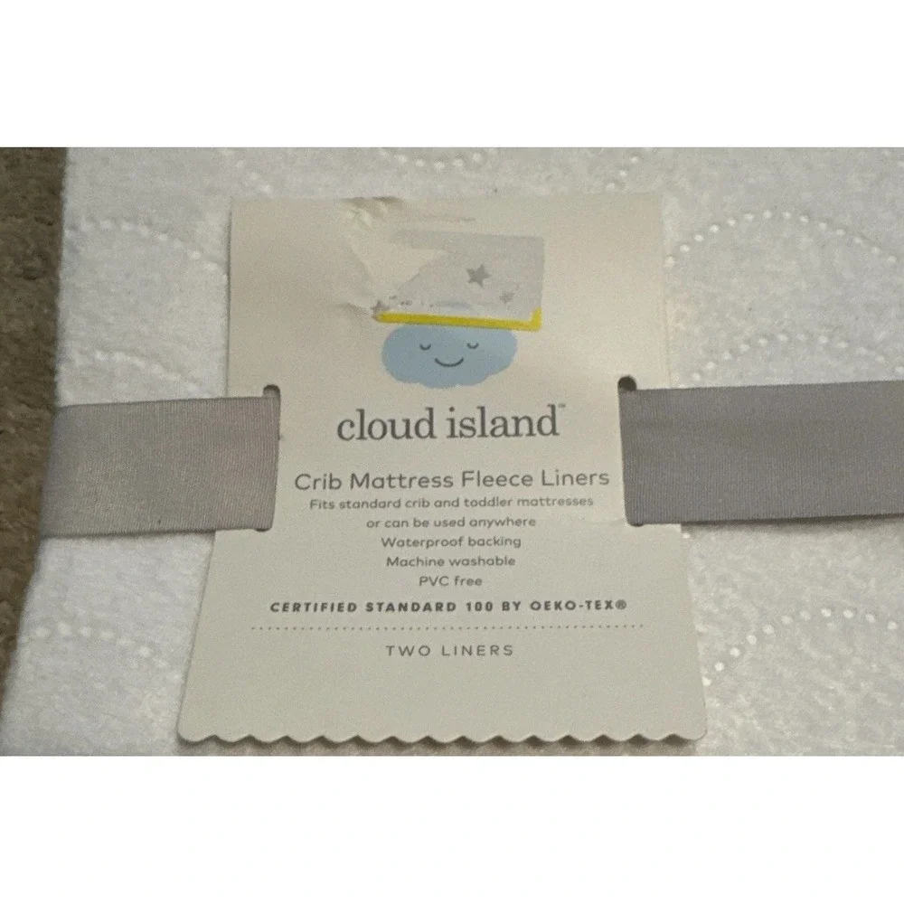 Cloud‎ Island Waterproof Crib / Toddler Fleece Mattress Liner  Set Of (2) New